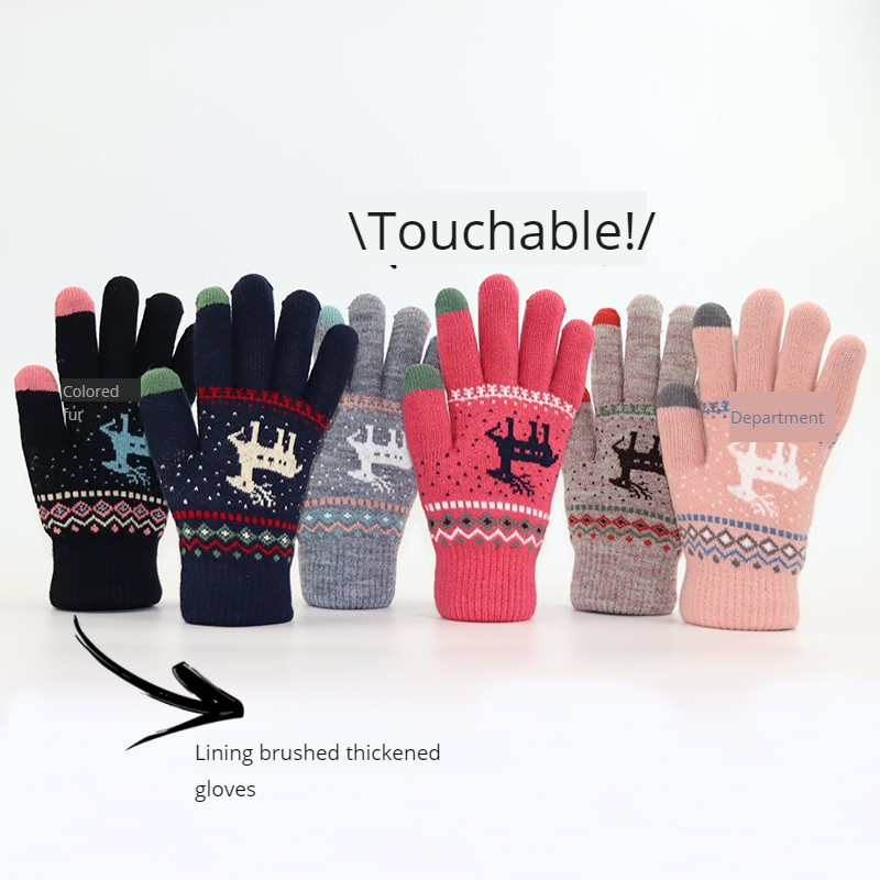 Wool Glove Lined - Sonbahar ve Kış Kalınlaştırılmış Dokunmatik Ekranlı