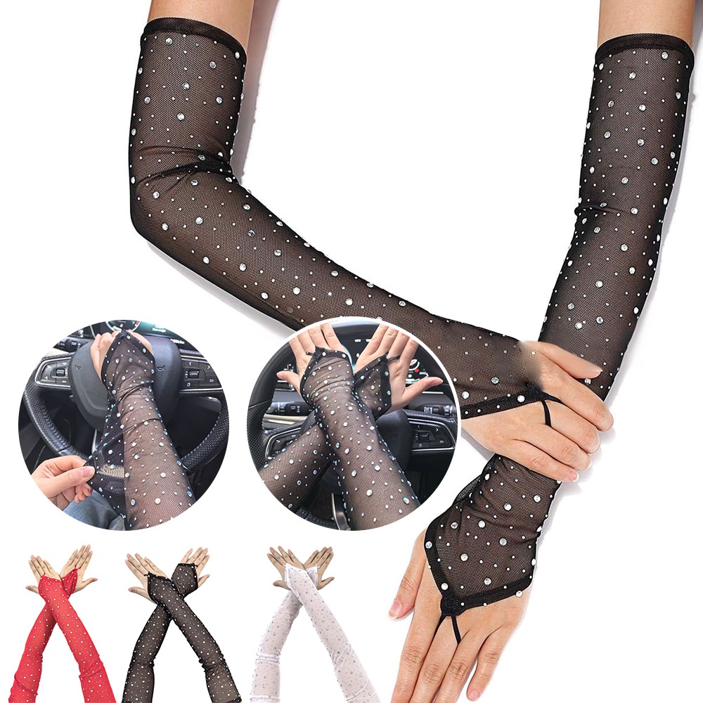 1 Çift Parlak Rhinestone Örgü  - Fingerless Glove Knit incelemesi ve fiyatı